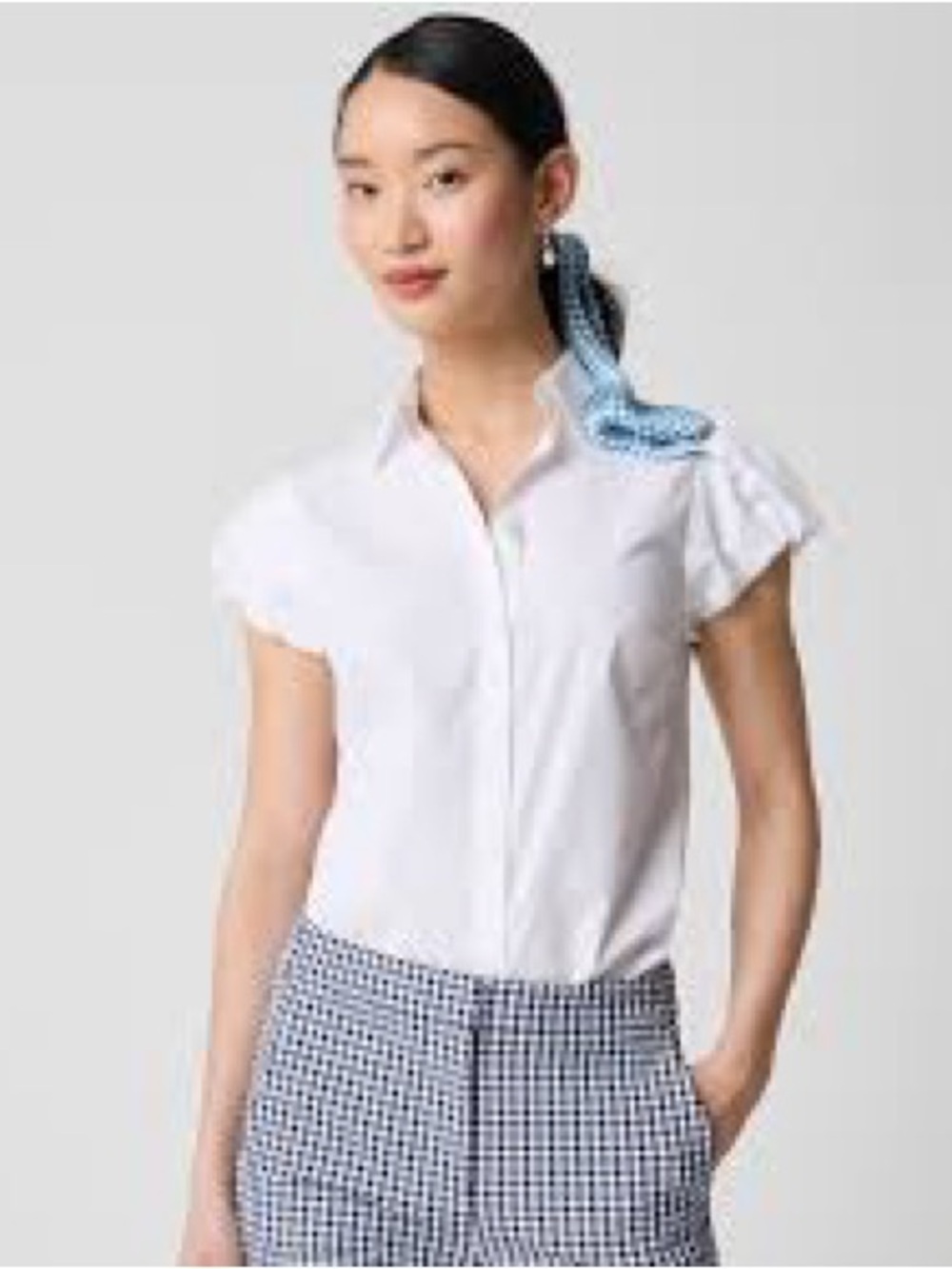 NWT J. Crew White Short-Sleeve Puffed Button-Down Shirt